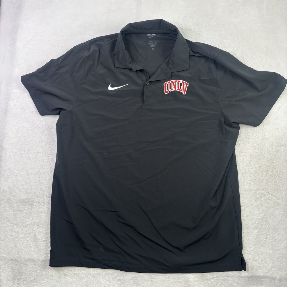 Nike Dri-Fit UNLV Rebels Black Short Sleeve Polo Shirt Men's XL Football Gamer
